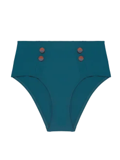 Culotte de bain taille haute - Bleu mystère