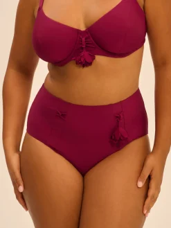 Culotte de bain taille haute - Cassis