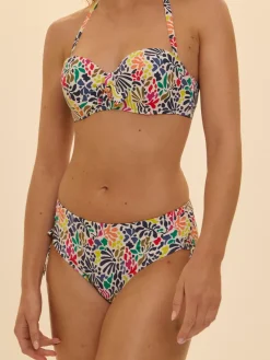Culotte de bain taille haute - Imprimé tropico blanc