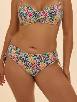 Culotte de bain taille haute - Imprimé tropico blanc