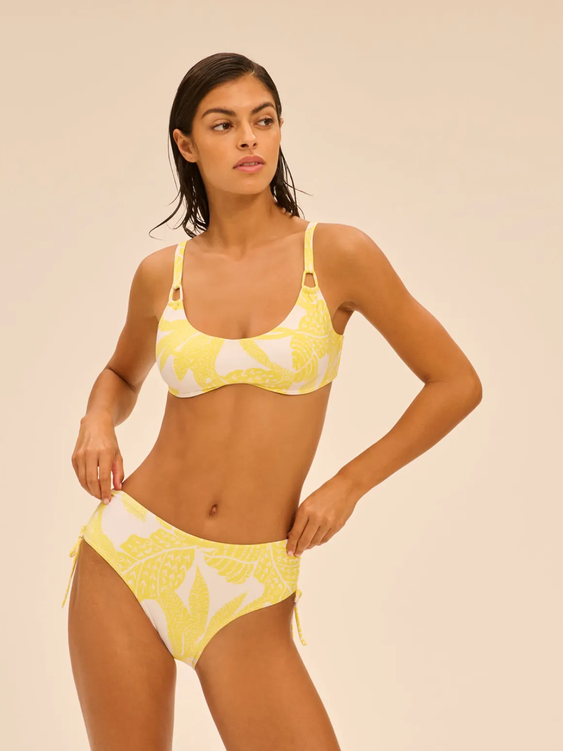 Culotte de bain taille haute - Imprimé Pluméria
