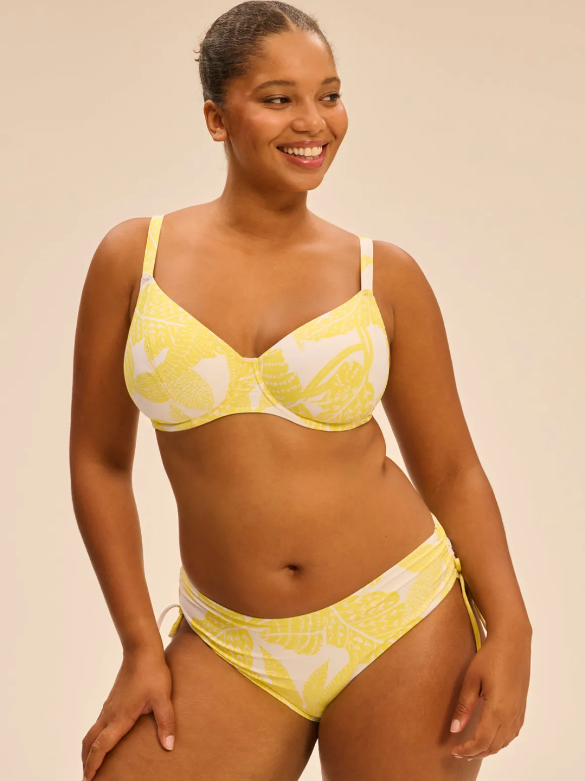 Culotte de bain taille haute - Imprimé Pluméria