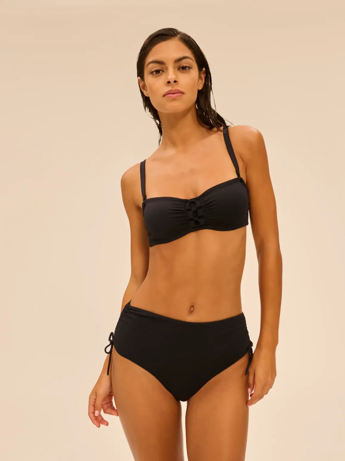 Culotte de bain taille haute - Noir