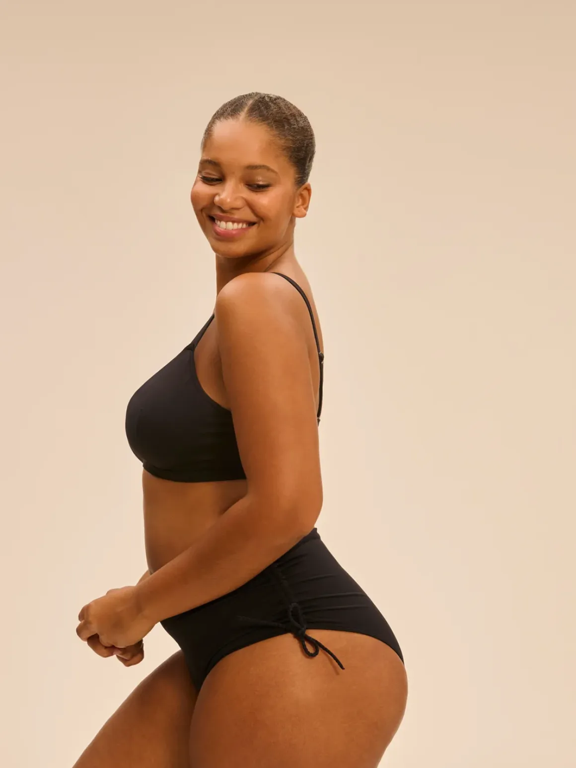 Culotte de bain taille haute - Noir