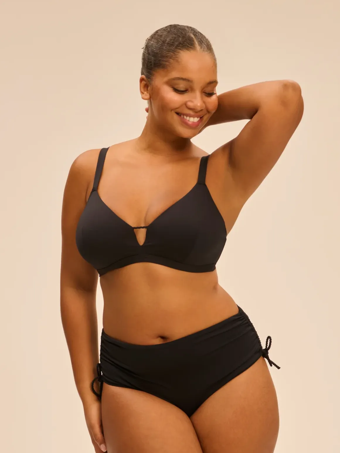 Culotte de bain taille haute - Noir