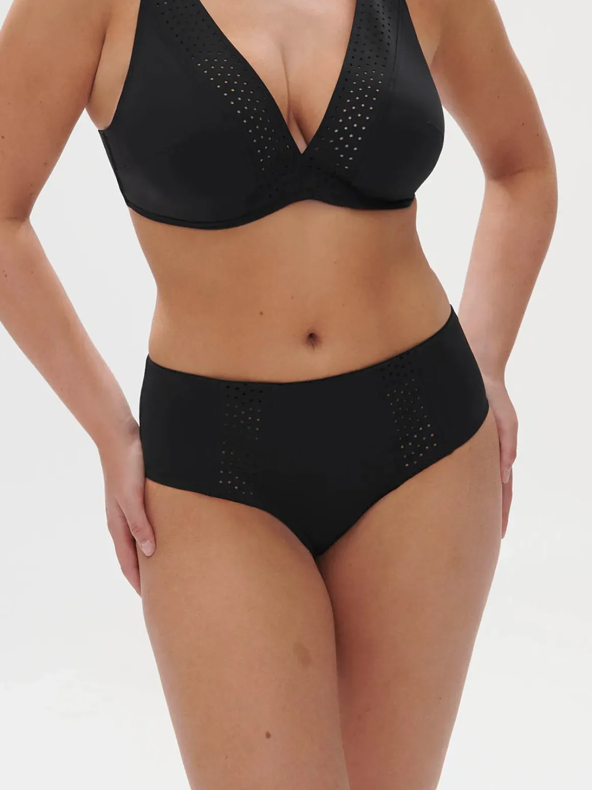 Culotte de bain taille haute - Noir