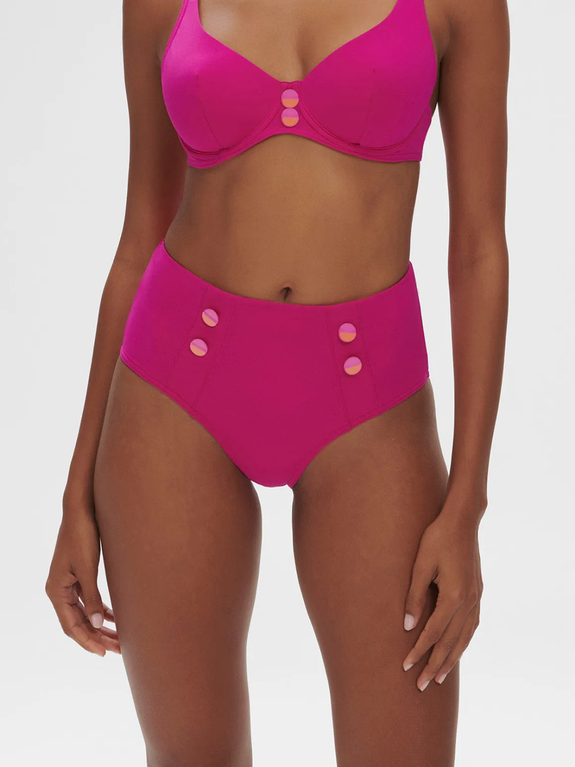 Culotte de bain taille haute - Rose Hibiscus