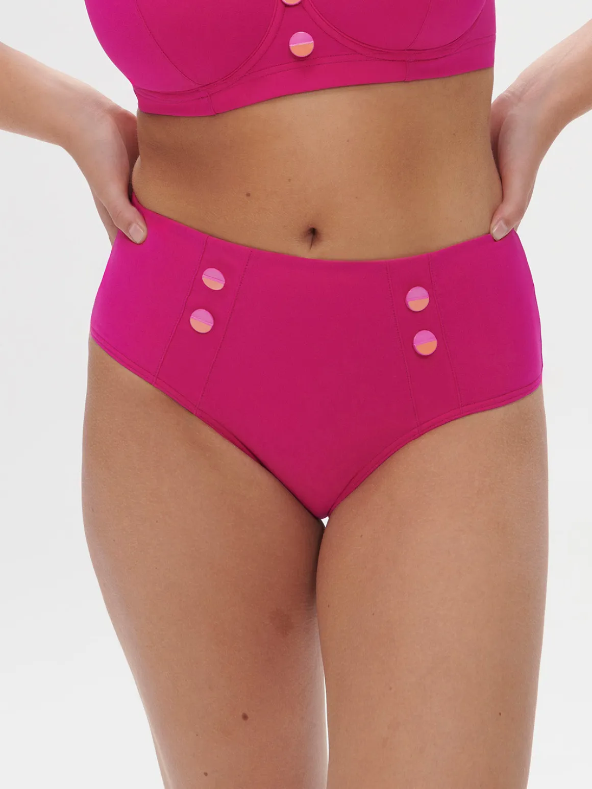 Culotte de bain taille haute - Rose Hibiscus