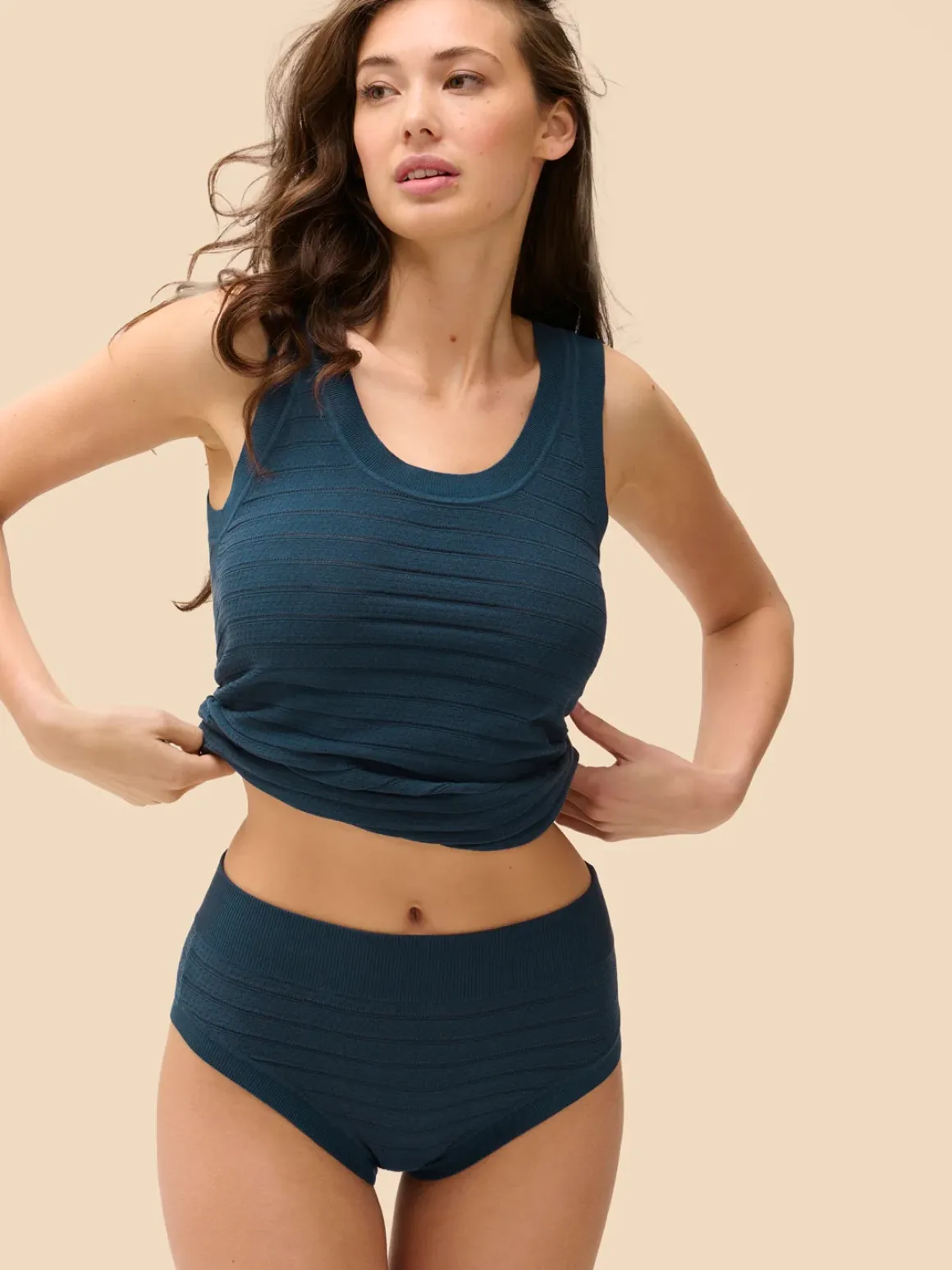 Culotte taille haute - Bleu pétrole