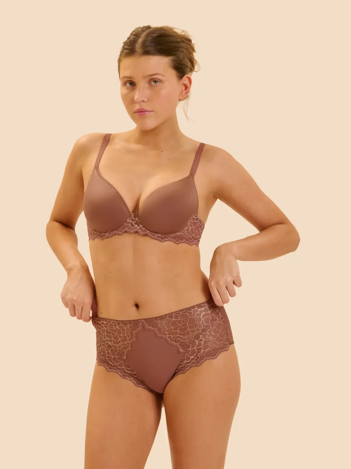 Culotte taille haute - Brun coco
