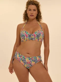Haut de maillot de bain bandeau à coque - Imprimé tropico blanc
