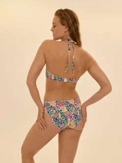 Haut de maillot de bain bandeau à coque - Imprimé tropico blanc