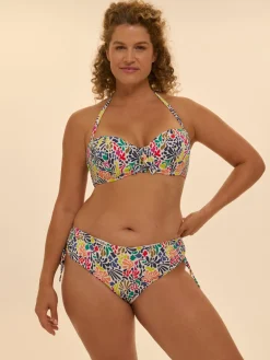 Haut de maillot de bain bandeau à coque - Imprimé tropico blanc