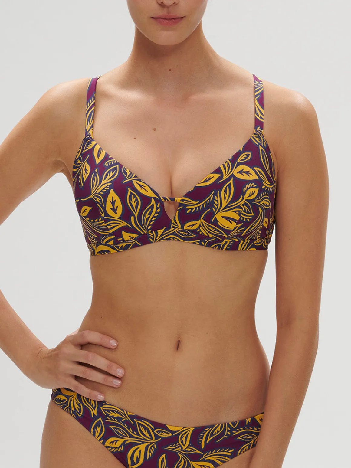 Haut de maillot de bain triangle avec armatures cachées - Imprimé Violet Agadir