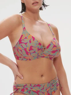 Haut de maillot de bain triangle avec armatures cachées - Imprimé Rose Ménara