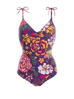 Maillot de bain 1 pièce bonnet mousse sans armature - Imprimé Bloom
