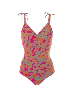 Maillot de bain 1 pièce bonnet mousse sans armature - Imprimé Rose Ménara
