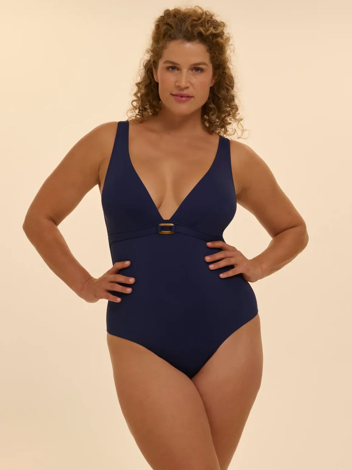 Maillot de bain 1 pièce bonnet mousse sans armature - Marine