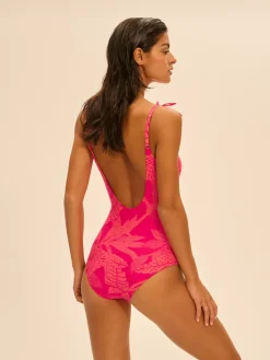 Maillot de bain 1 pièce bonnet mousse sans armature - Imprimé Bright Rose