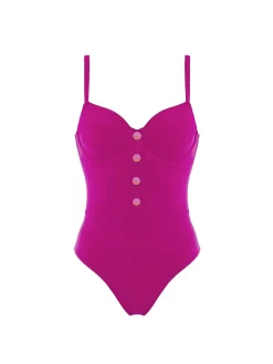 Maillot de bain 1 pièce de bain avec armatures - Rose Hibiscus