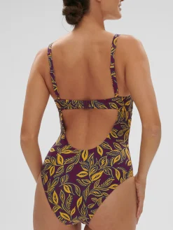 Maillot de bain 1 pièce de bain avec armatures - Imprimé Violet Agadir