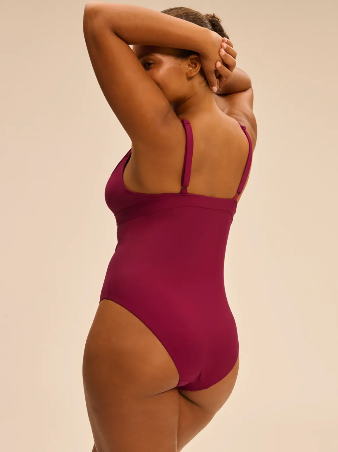 Maillot de bain 1 pièce de bain avec armatures cachées - Cassis