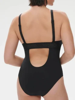 Maillot de bain 1 pièce de bain avec armatures cachées - Noir