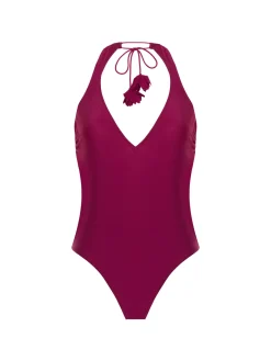Maillot de bain 1 pièce sans armature - Cassis