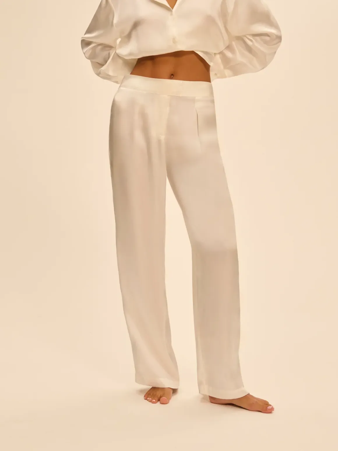 Pantalon broderie - Naturel