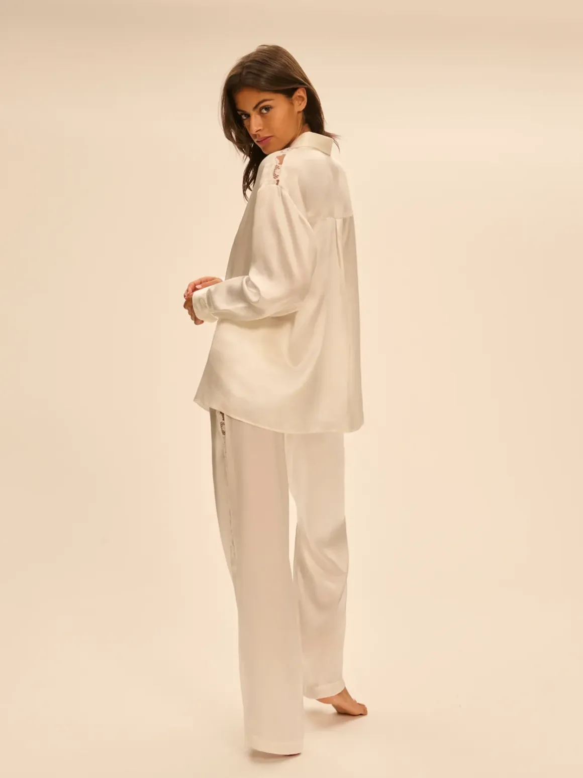Pantalon broderie - Naturel