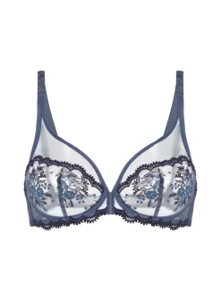 Soutien-gorge avec armature décolleté plongeant - Bleu Cendre