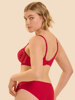 Soutien-gorge avec armature décolleté plongeant - Rouge Opéra