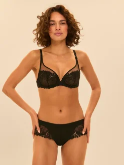 Soutien-gorge avec armature décolleté plongeant - Noir