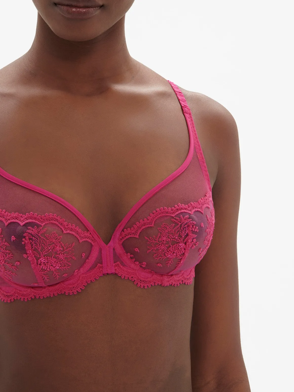 Soutien-gorge avec armature décolleté plongeant - Rose disco