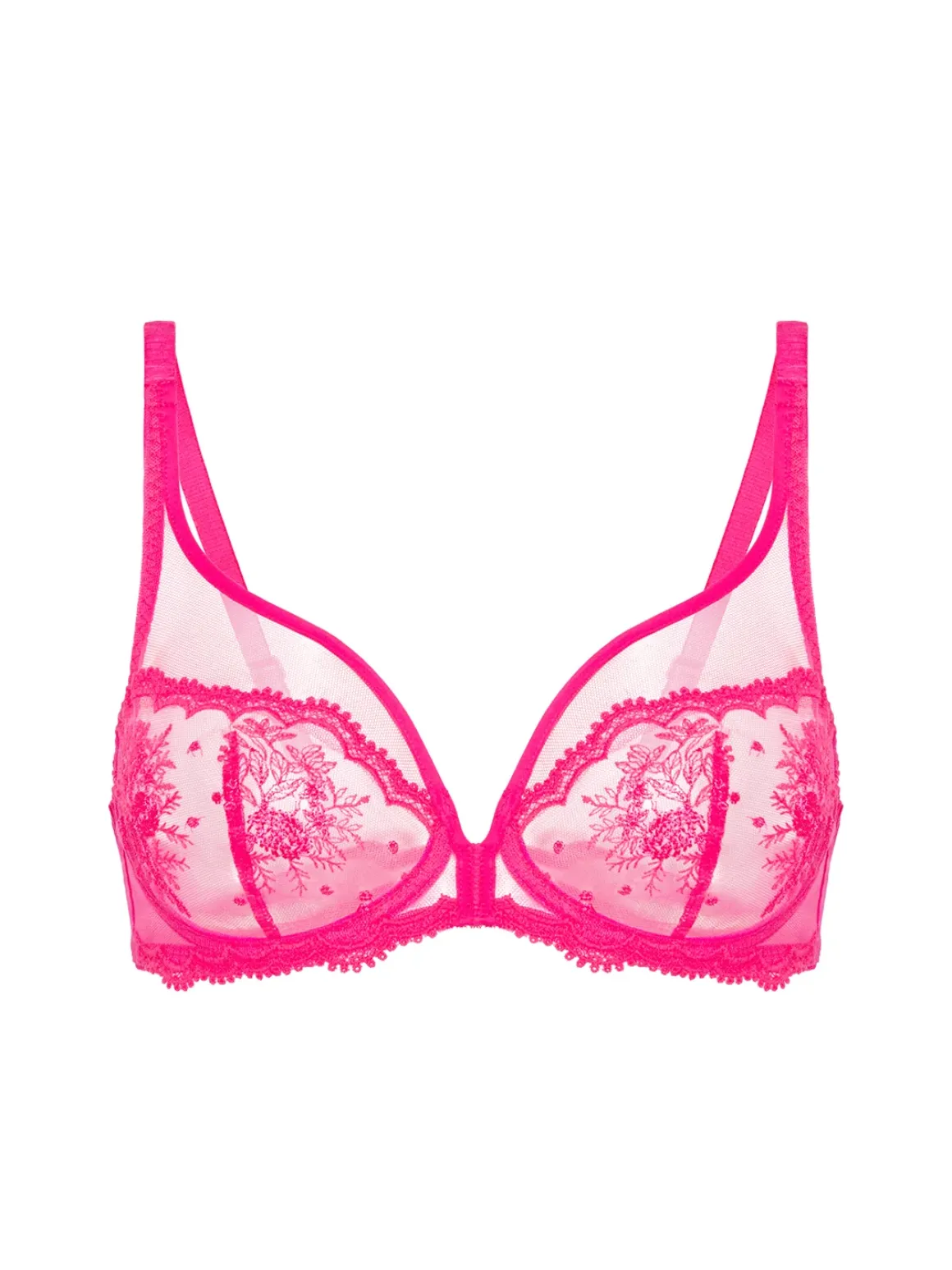Soutien-gorge avec armature décolleté plongeant - Rose disco