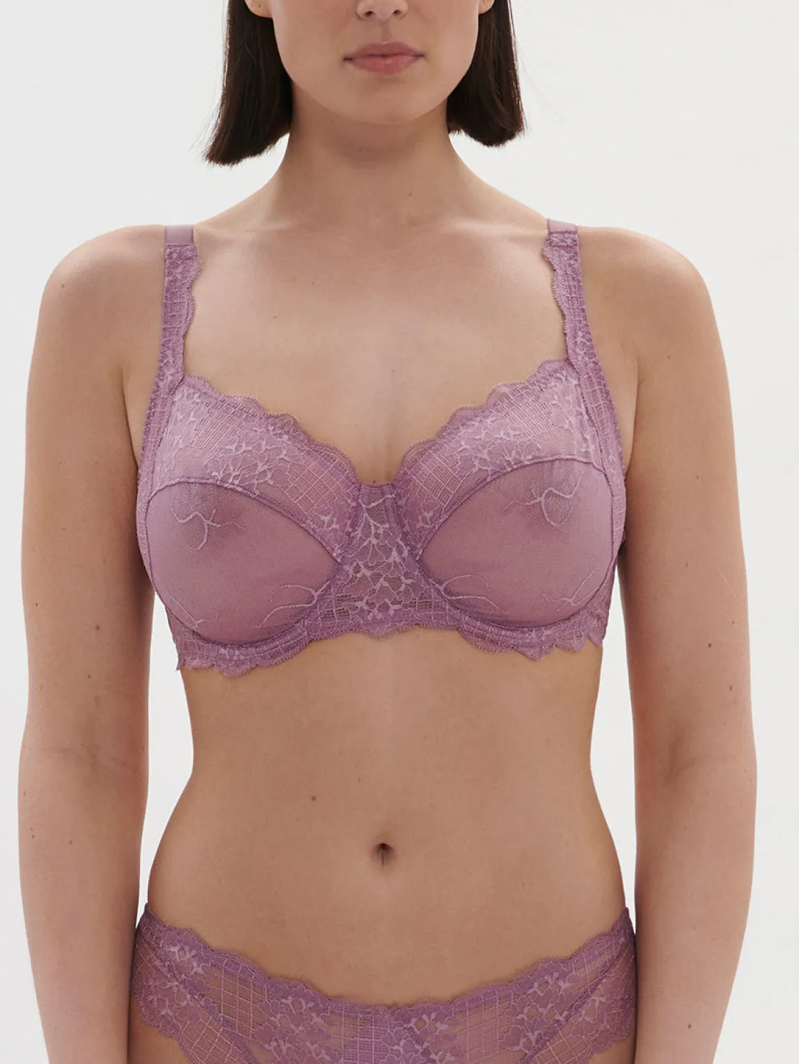 Soutien-gorge avec armature décolleté carré - Mauve Glamour