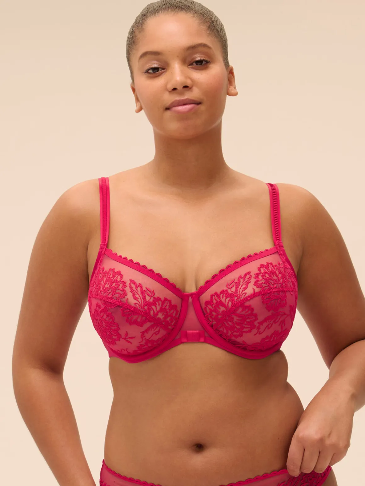 Soutien-gorge avec armatures décolleté carré - Cranberry