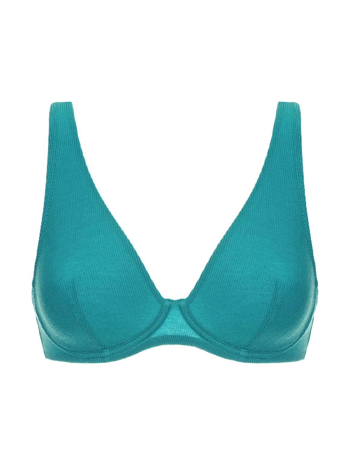 Soutien-gorge avec armatures décolleté plongeant - Bleu Saline