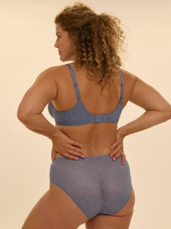Soutien-gorge avec armatures moulé décolleté plongeant - Bleu Chambray