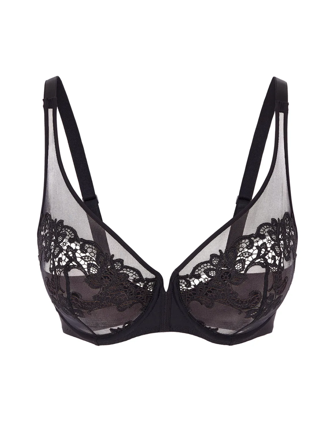 Soutien-gorge avec armatures décolleté plongeant - Noir