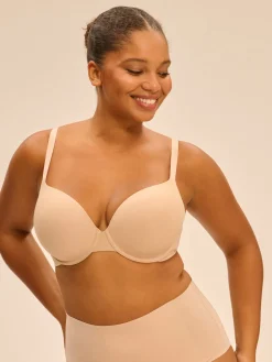 Soutien-gorge coque emboitante décolleté plongeant - Peau Rosée