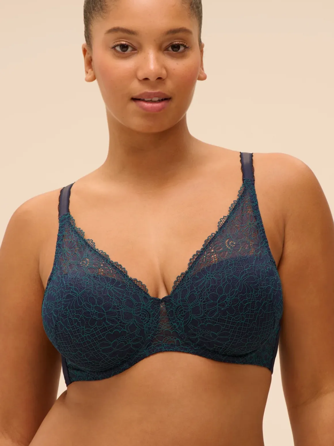Soutien-gorge décolleté carré en spacer 3D - Saphir