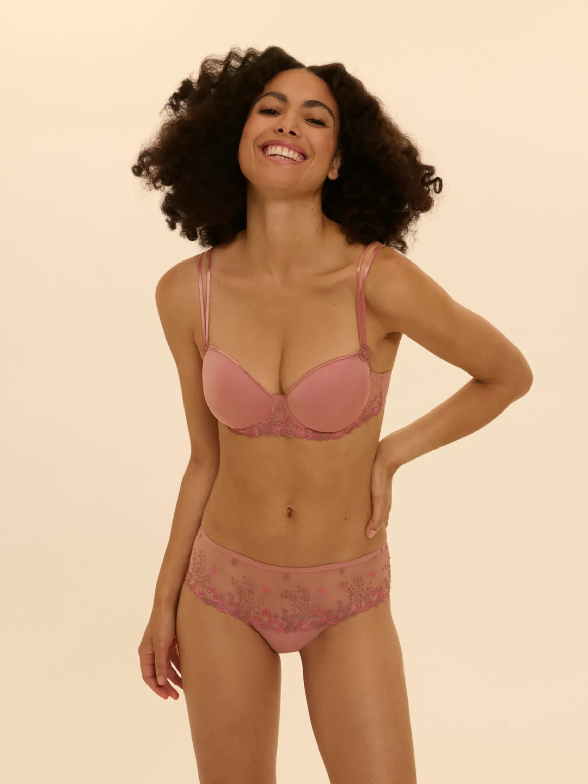 Soutien-gorge décolleté carré en spacer 3D - Rose Fumé