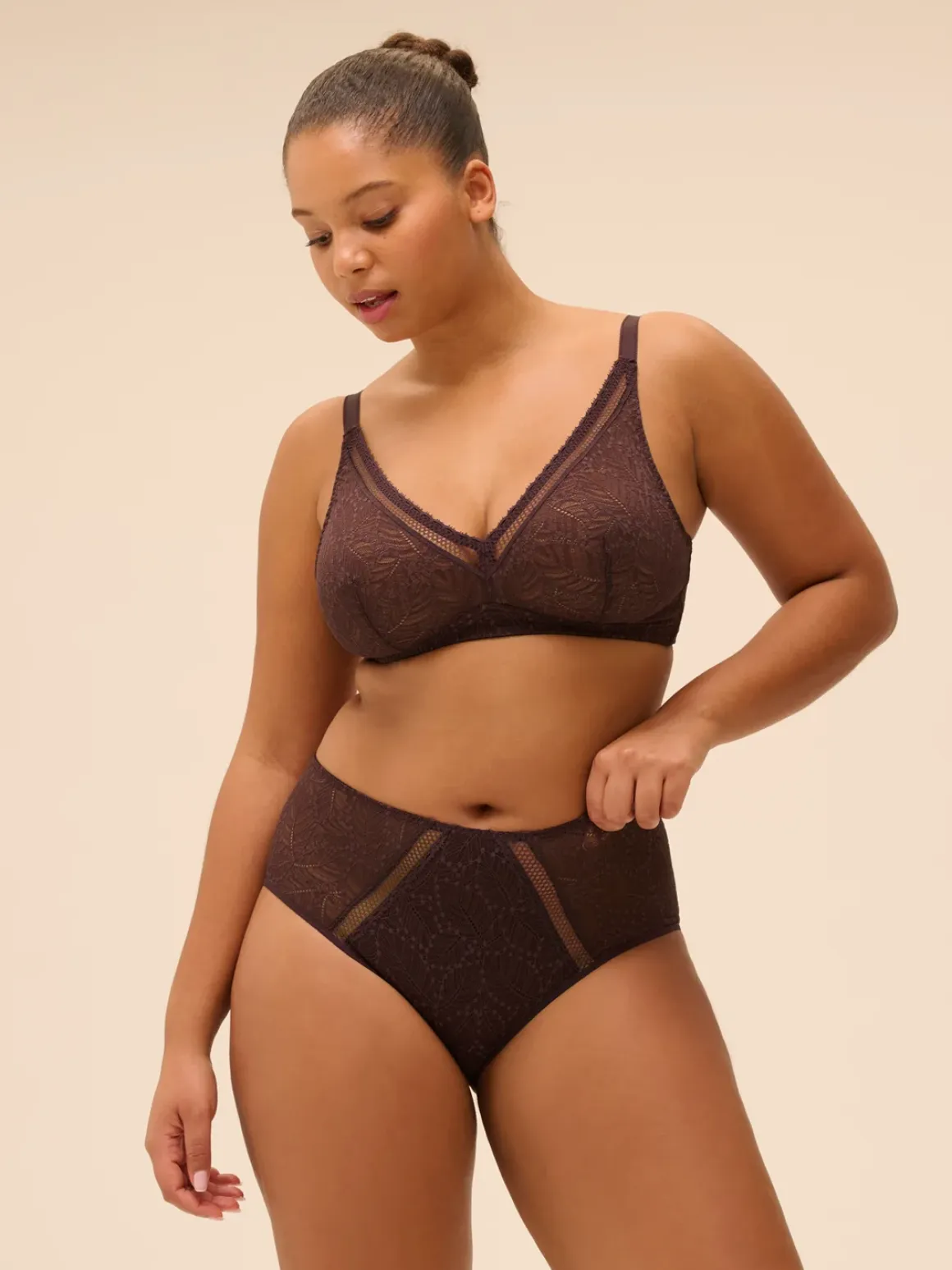 Soutien-gorge sans armatures structuré - Brun Foncé