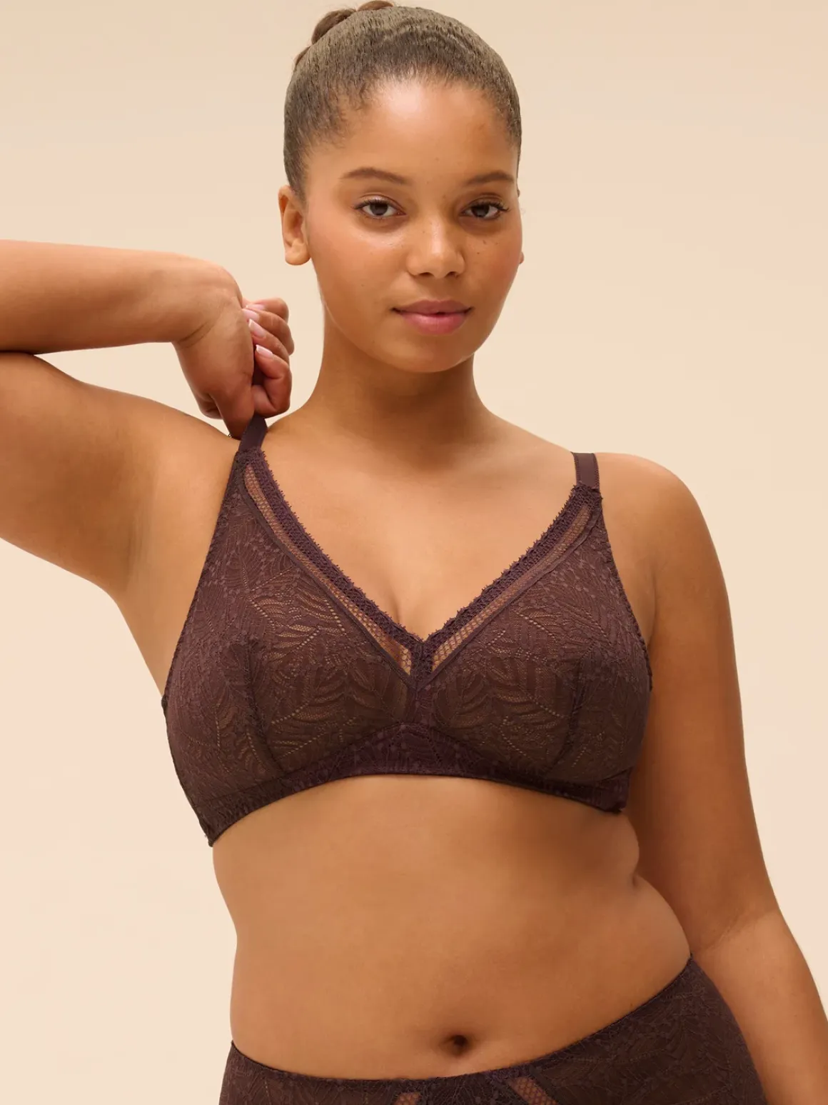 Soutien-gorge sans armatures structuré - Brun Foncé